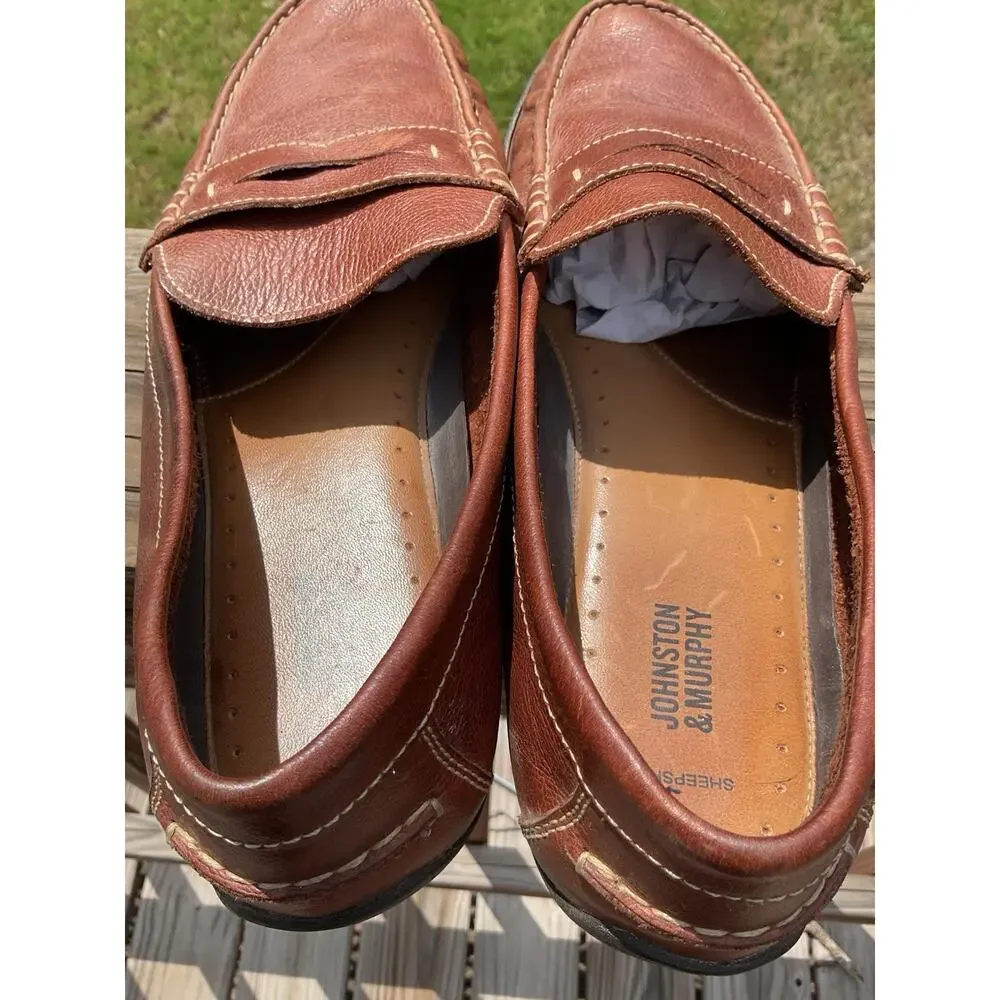 Johnston & Murphy Brown Leather Driving Moccasin Loafers Men's 13M